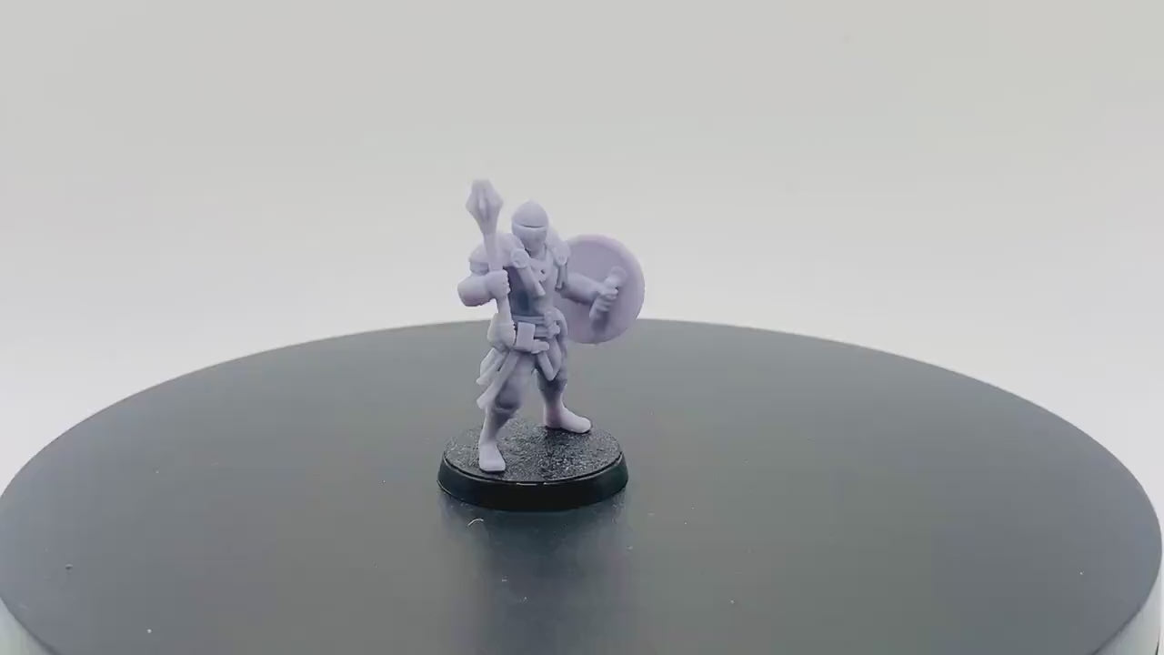 Male Human Knight with Mace and Shield | Tabletop RPG Miniature | D&D | Roleplaying
