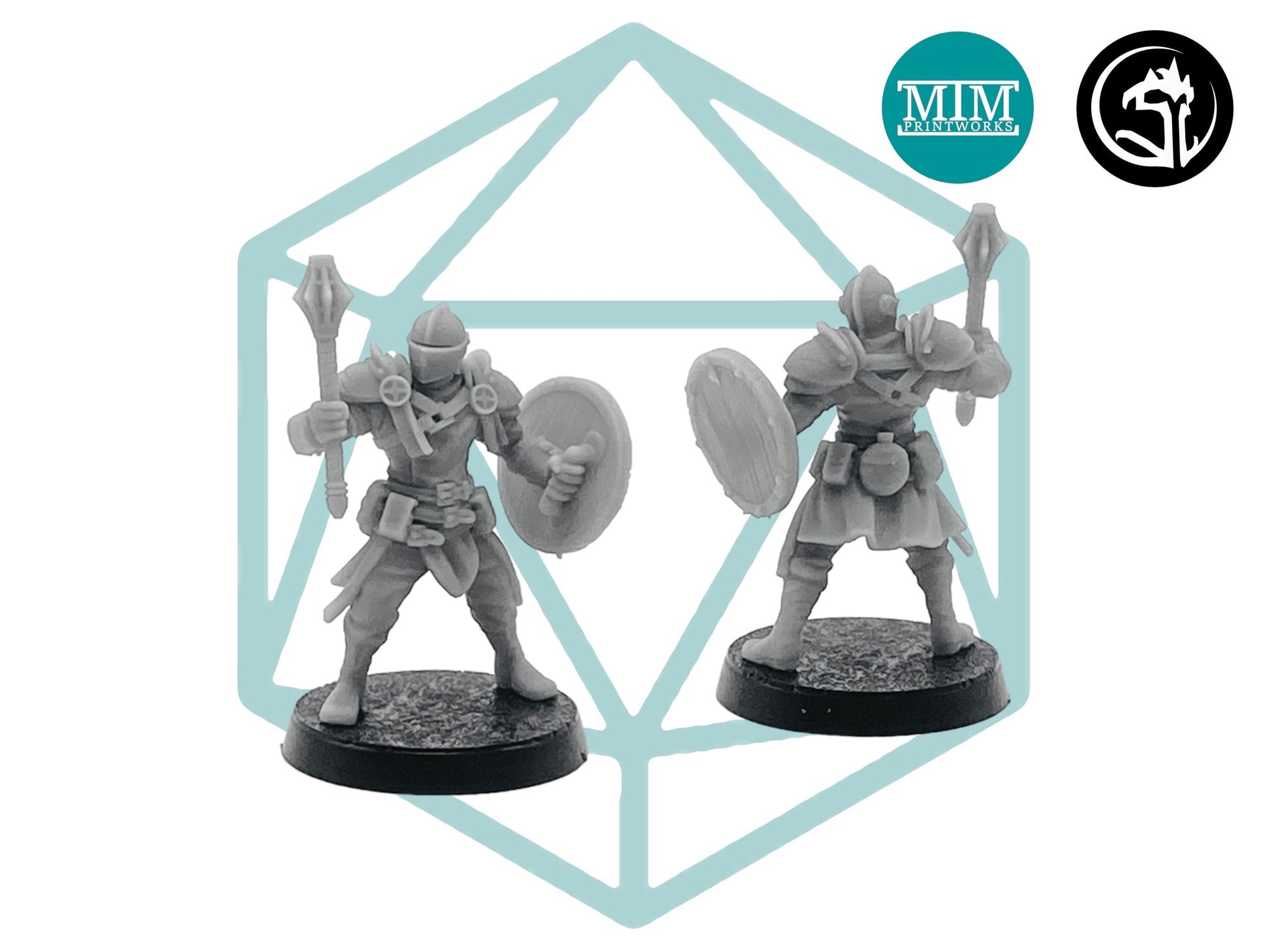 Male Human Knight with Mace and Shield | Tabletop RPG Miniature | D&D | Roleplaying